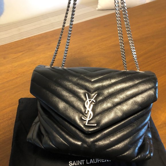 Saint Laurent YSL Loulou Silver Hardware Shoulder Bag MEDIUM Black Leather - Picture 2 of 16